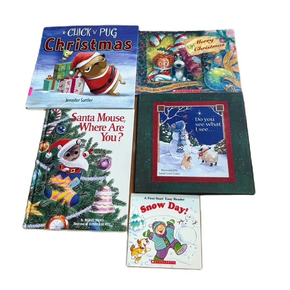Children's Christmas Storybook Set Bundle Book Chick N Pug Santa Mouse Snow Day